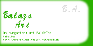 balazs ari business card